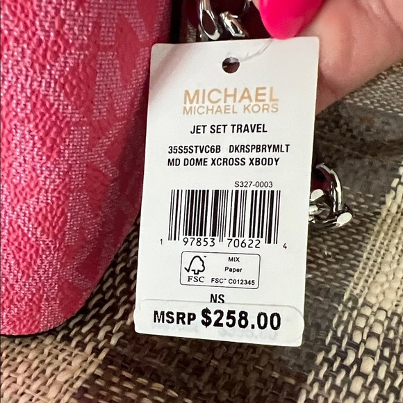 Michael Kors Pink and White Jet Set Crossbody Bag - Picture 6 of 8